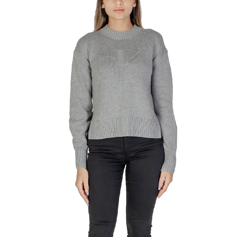 Gray Organic Cotton Sweater Print Jacquard Patchwork