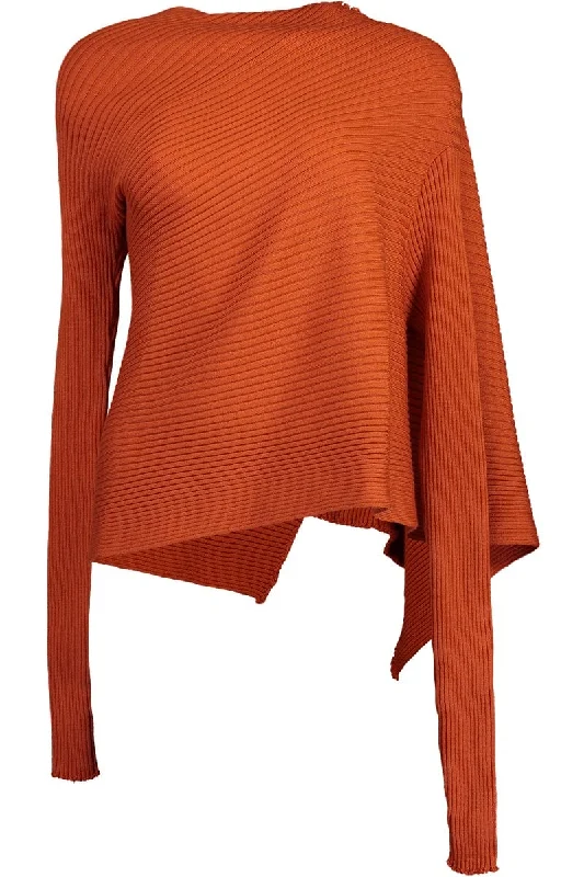 Draped Jumper - Orange Fleece Fabric Down Fabric Feather Fabric