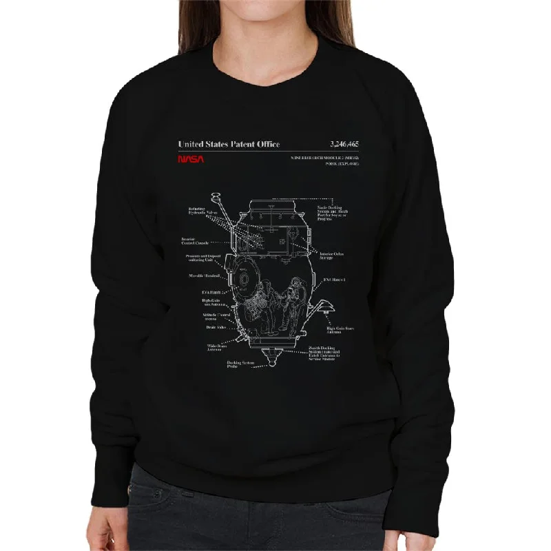 NASA Russian Mini Research Module 2 Blueprint Women's Sweatshirt Hoodie with Lace Feminine Delicate