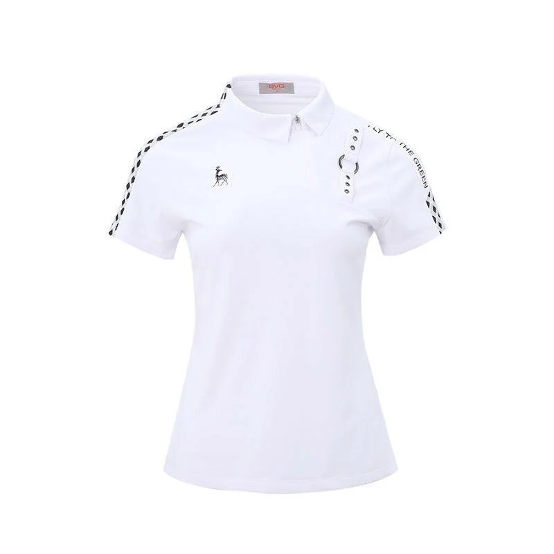 SVG Golf spring women's white checked lettering printed short-sleeved t-shirt lapel suit jacket woman Faux Fur Fabric Real Fur Fabric Shearling Fabric SVG Golf spring women's white checked lettering printed short-sleeved t-shirt lapel suit jacket woman Faux Fur Fabric Real Fur Fabric Shearling Fabric