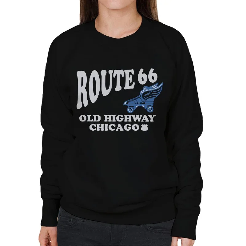 Route 66 Old Highway Chicago Women's Sweatshirt Hoodie with Color Block Contrast Stylish