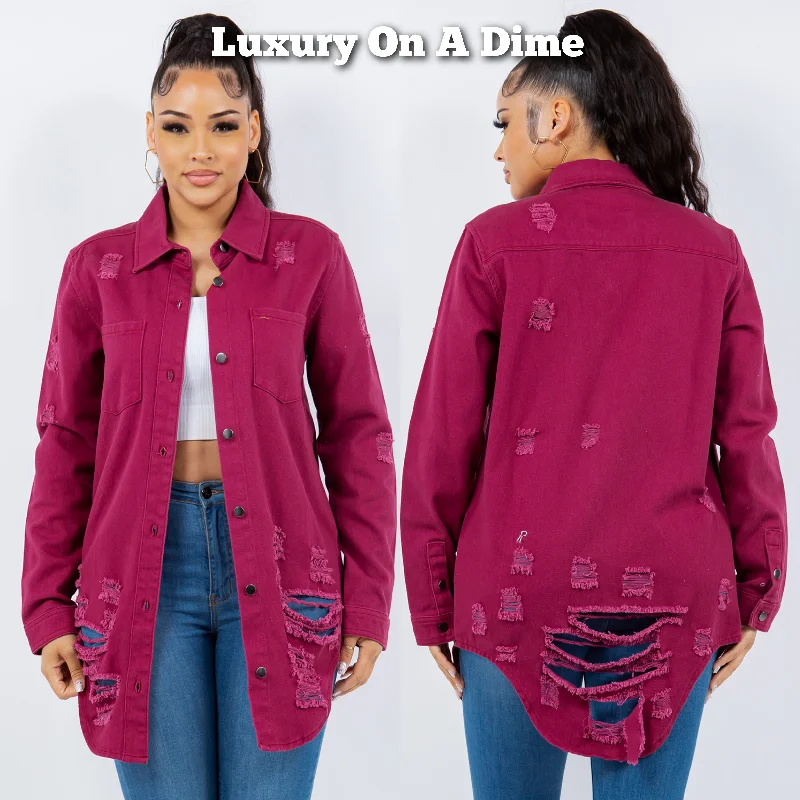 American Bazi Torn Distressed Hole Oversized Shacket Cotton Denim Jean Jacket Purple Embroidered Jacket Appliqued Jacket Beaded Jacket American Bazi Torn Distressed Hole Oversized Shacket Cotton Denim Jean Jacket Purple Embroidered Jacket Appliqued Jacket Beaded Jacket
