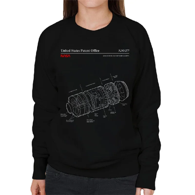 NASA JAXA H II Transfer Vehicle Blueprint Women's Sweatshirt Hoodie with Strings Custom Fit Adjustable