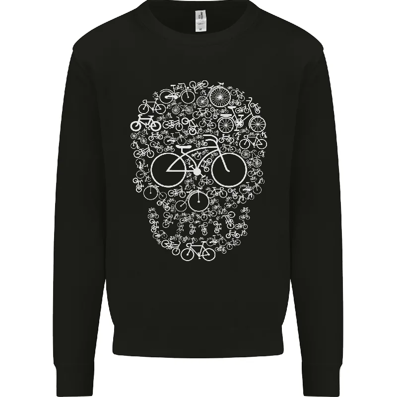 A Skull Made with Bicycles Cyclist Cycling Mens Sweatshirt Jumper Hoodie with Hem Lace Feminine Delicate