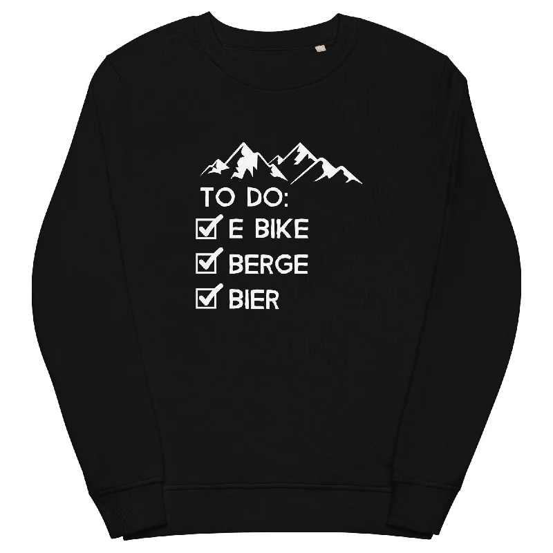 To Do Liste - E-Bike, Berge, Bier - Unisex Premium Organic Sweatshirt Hoodie with Sequins Glamorous Eye-catching