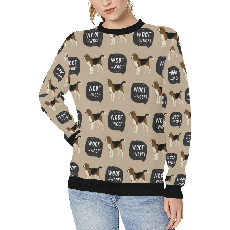 Beagle pattern Women's Crew Neck Sweatshirt Hoodie with Sequins Glamorous Eye-catching