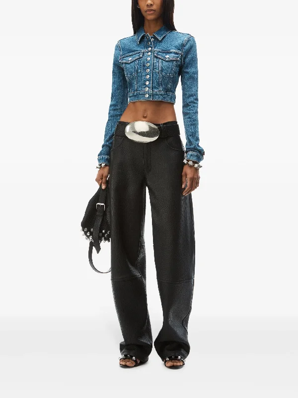ALEXANDER WANG - Women Snap Front Shrunken Truck Jacket Front Pockets Side Pockets Patch Pockets ALEXANDER WANG - Women Snap Front Shrunken Truck Jacket Front Pockets Side Pockets Patch Pockets