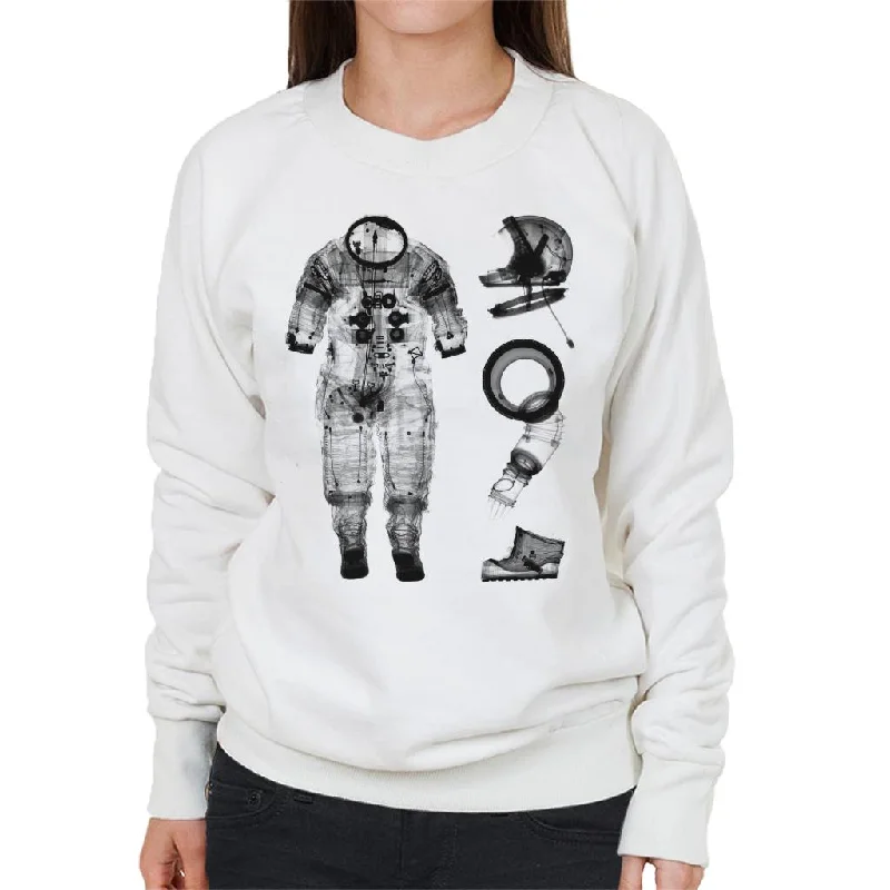 NASA Apollo 14 A7 L Pressure Suit Negative X Ray Women's Sweatshirt Hoodie with Zipper Placket Modern Functional