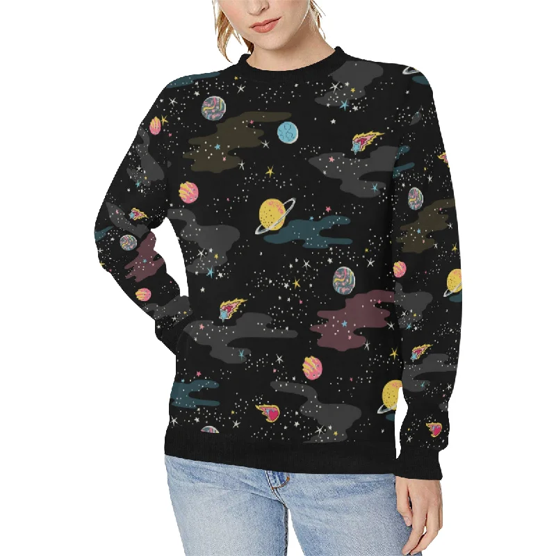 space pattern Women's Crew Neck Sweatshirt Hoodie with Earth Tones Natural Calm