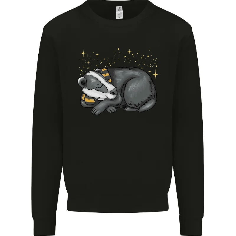 A Sleeping Badger Mens Sweatshirt Jumper Hoodie with Color Block Contrast Stylish