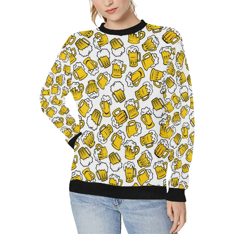 Beer design pattern Women's Crew Neck Sweatshirt Hoodie Sweatshirt Pullover