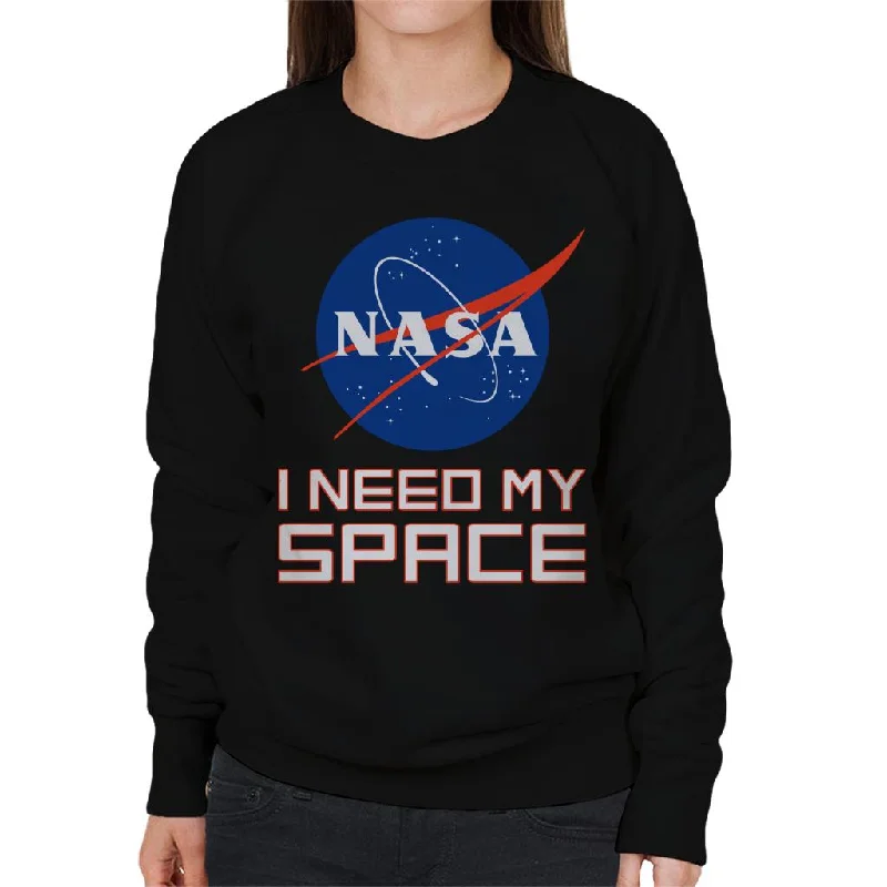 NASA I Need My Space Women's Sweatshirt Hoodie with Hem Raw Edge Edgy Unfinished