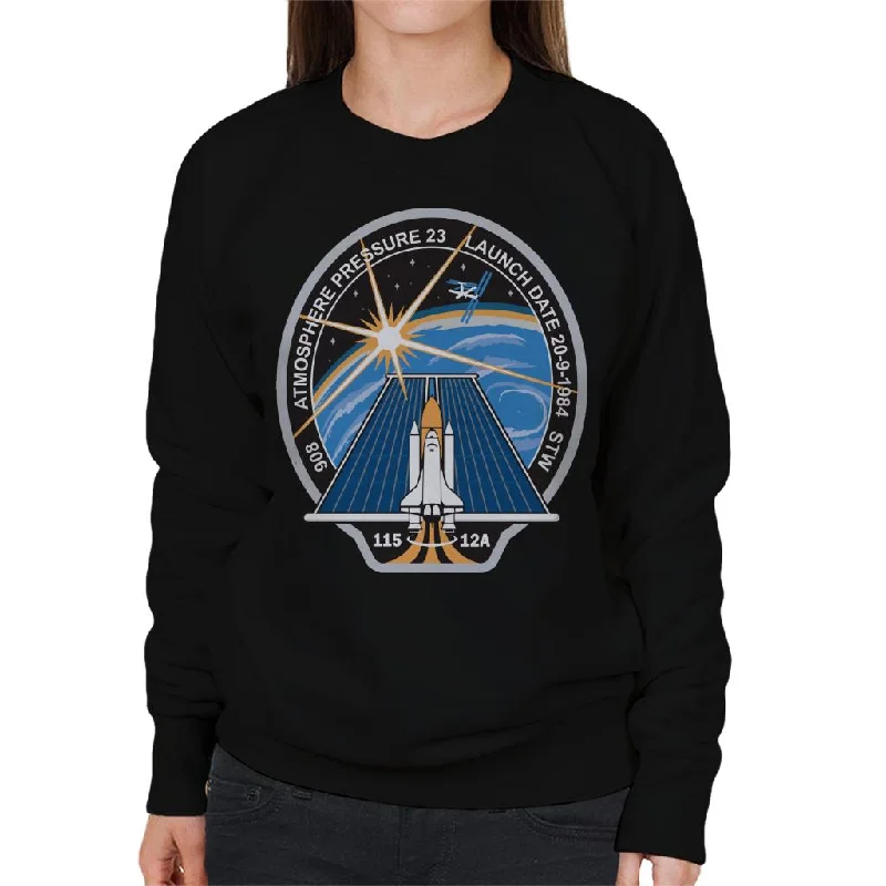 NASA STS 115 Space Shuttle Atlantis Mission Patch Women's Sweatshirt Hoodie with Longline Fit Extended Stylish