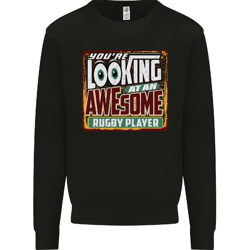 An Awesome Rugby Player Funny Union Mens Sweatshirt JumperHoodie with Hem Detail Decorative Unique An Awesome Rugby Player Funny Union Mens Sweatshirt JumperHoodie with Hem Detail Decorative Unique