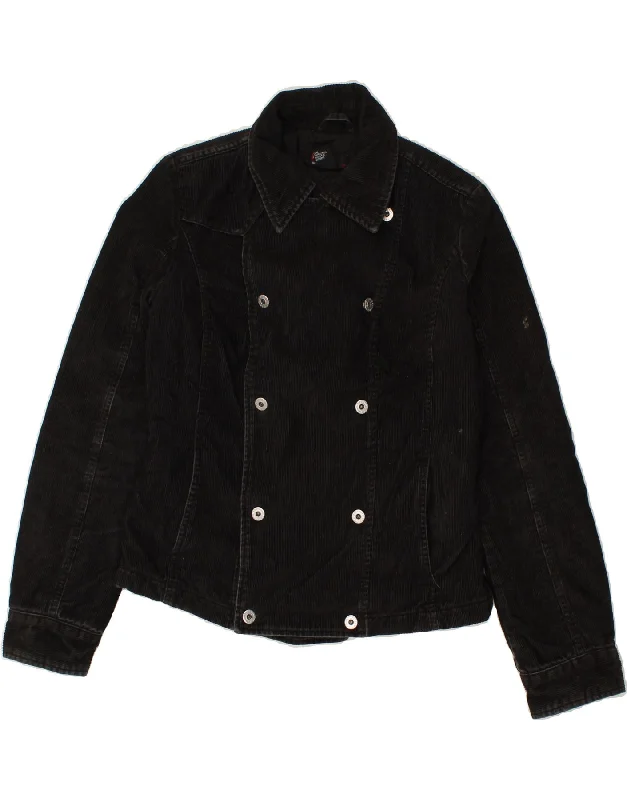 DIESEL Womens Double Breasted Corduroy Jacket UK 14 Large Black Cotton Front Pockets Side Pockets Patch Pockets DIESEL Womens Double Breasted Corduroy Jacket UK 14 Large Black Cotton Front Pockets Side Pockets Patch Pockets