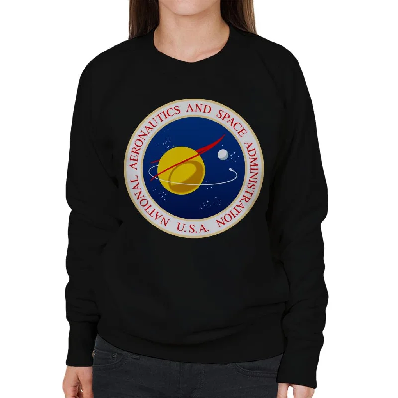 NASA Seal Insignia Women's Sweatshirt Hoodie with Hem Embroidery Detailed Premium