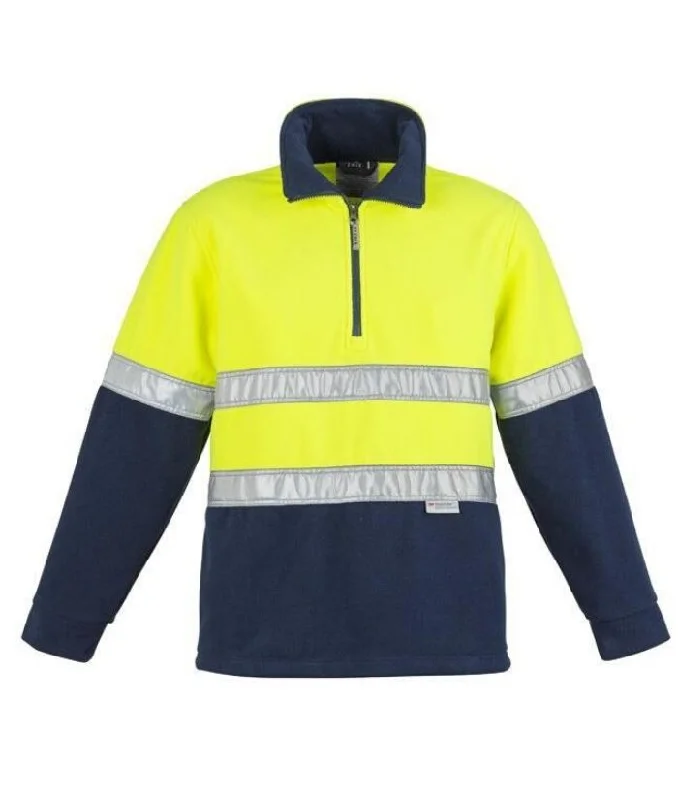 Mens Hi Vis Fleece Jumper - Hoop Taped High Neck Crew Neck V-Neck