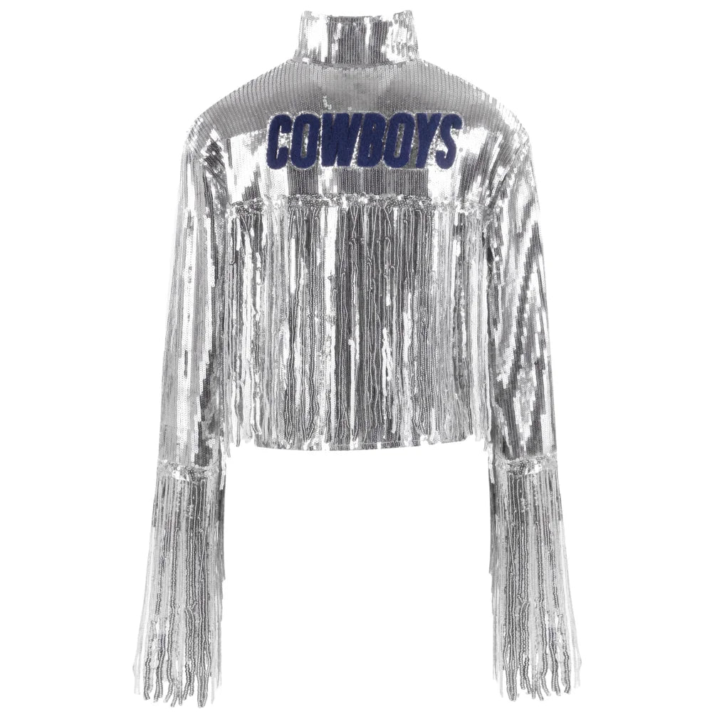 Dallas Cowboys Women's Cuce Sequin Fringe Jacket Cotton Jacket Linen Jacket Terry Jacket Dallas Cowboys Women's Cuce Sequin Fringe Jacket Cotton Jacket Linen Jacket Terry Jacket