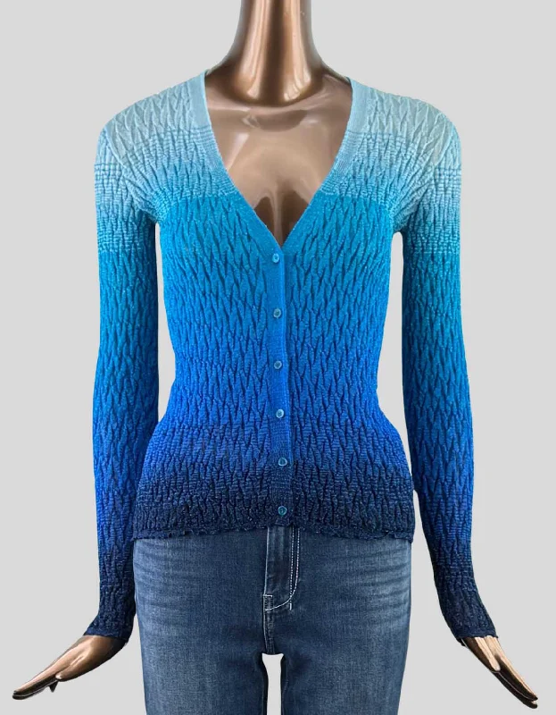 MISSONI Striped Plunge Neckline Sweater - 6 US | 42 IT Cable Knit Ribbed Knit Lace Knit