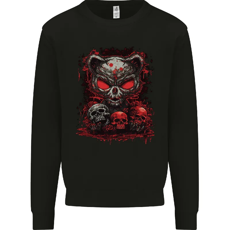 An Evil Cat With Skull Satanic Kitty Mens Sweatshirt JumperHoodie with Hem Frayed Vintage Worn An Evil Cat With Skull Satanic Kitty Mens Sweatshirt JumperHoodie with Hem Frayed Vintage Worn