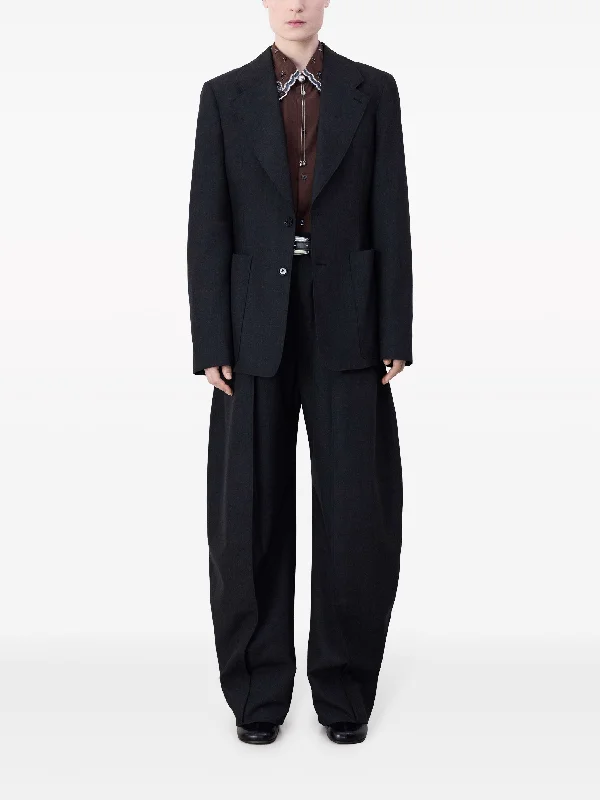 LEMAIRE - Women Single-Breasted Fitted Tailored Jacket A-Line Jacket Boat Neck Shawl Collar LEMAIRE - Women Single-Breasted Fitted Tailored Jacket A-Line Jacket Boat Neck Shawl Collar