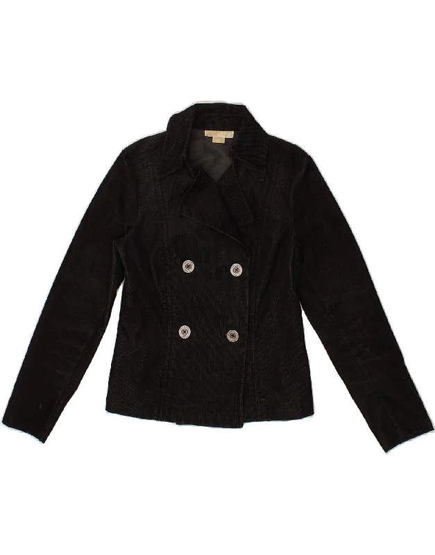 MICHAEL KORS Womens Double Breasted Corduroy Jacket UK 14 Medium Black Fleece Jacket Down Jacket Feather Jacket MICHAEL KORS Womens Double Breasted Corduroy Jacket UK 14 Medium Black Fleece Jacket Down Jacket Feather Jacket