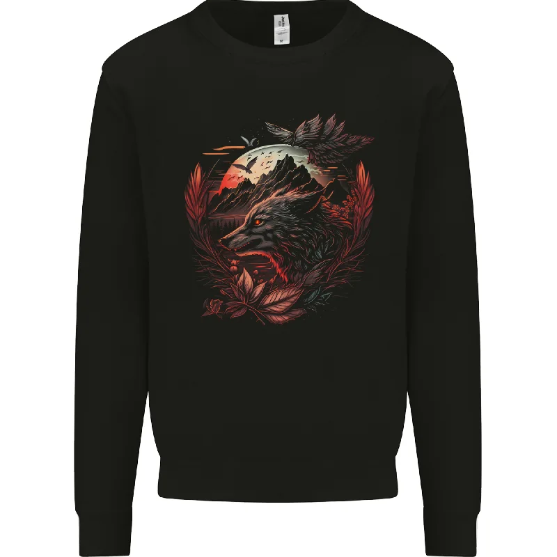 An Evil Night Wolf and Moon Mens Sweatshirt JumperHoodie with Logo Branding Identity An Evil Night Wolf and Moon Mens Sweatshirt JumperHoodie with Logo Branding Identity