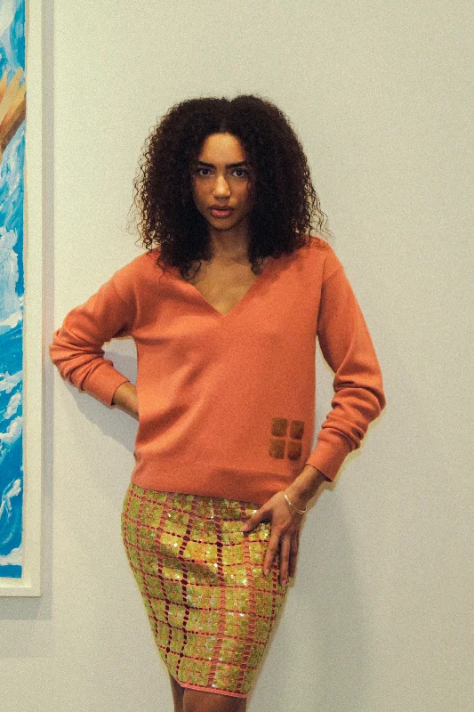 Genevieve Sequin Knit Sweater Handmade Hand-knitted Hand-woven