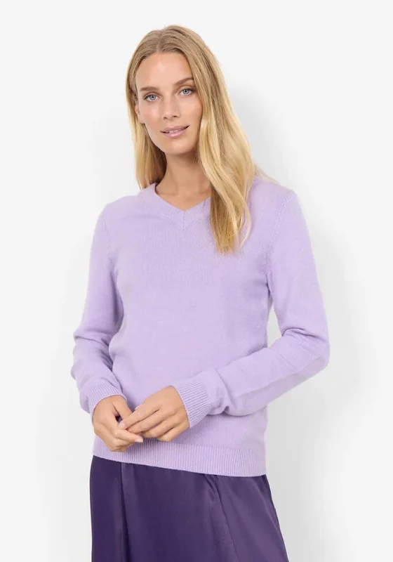 Soyaconcept Blissa V-Neck Sweater, Lilac Chenille Fabric Brocade Fabric Lace Fabric