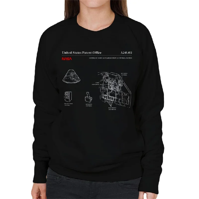 NASA Command Module Control System Blueprint Women's Sweatshirt Hoodie with Illustration Artistic Creative