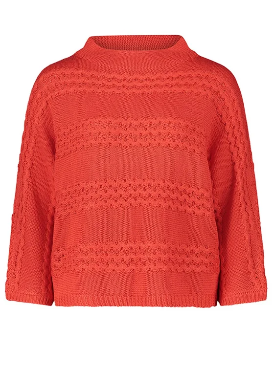 Betty Barclay High Neck Cosy Knit Sweater, Red Tailored Straight A-Line