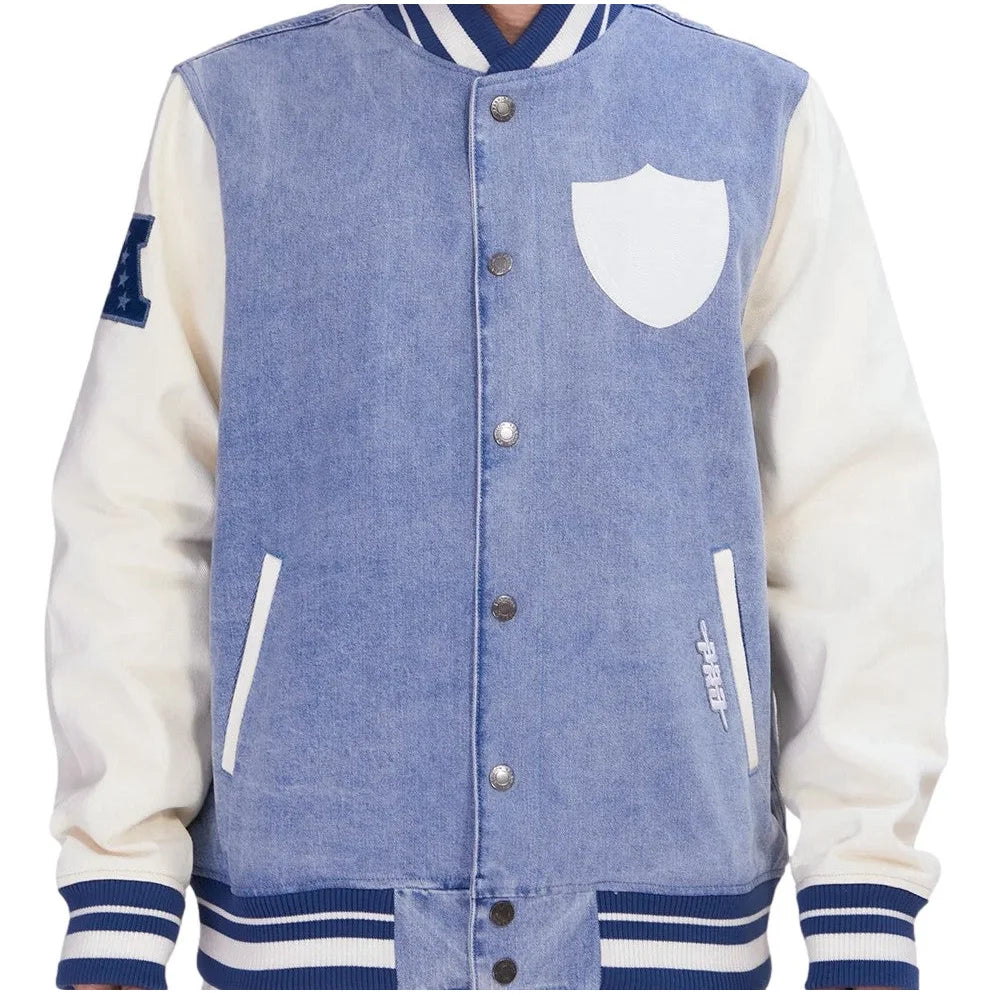 Pro Standard Las Vegas Raiders Varsity Blues Denim Jacket Satin Jacket Silk Jacket Chiffon Jacket Pro Standard Las Vegas Raiders Varsity Blues Denim Jacket Satin Jacket Silk Jacket Chiffon Jacket