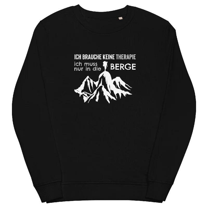 Therapie Ich muss nur in die Berge - Unisex Premium Organic Sweatshirt Hoodie with Distressed Vintage Worn