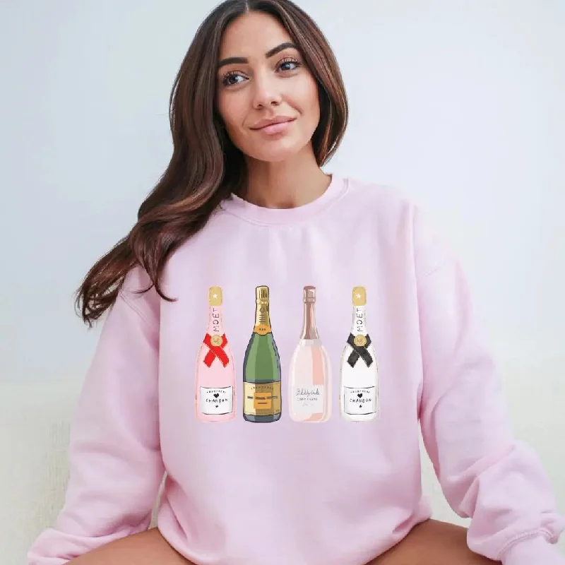 Champagne Problems Crewneck Sweatshirt Hoodie with Hem Ribbing Snug Secure