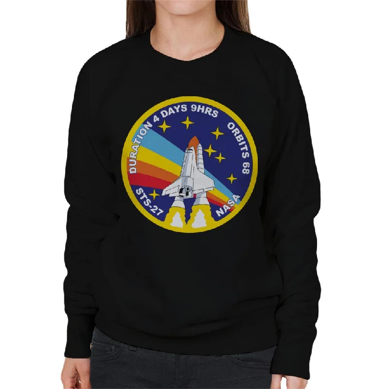 NASA STS 27 Atlantis Mission Badge Women's Sweatshirt Hoodie with Strings Custom Fit Adjustable