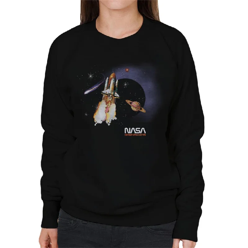 NASA Kennedy Space Centre Rocket Blast Women's Sweatshirt Hoodie Jacket Zipper Layering