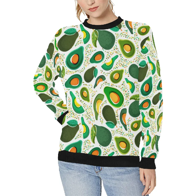 Avocado design pattern Women's Crew Neck Sweatshirt Hoodie with Typography Text Message