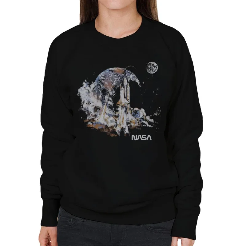 NASA Take Off Earth Montage Women's Sweatshirt Hoodie with Hem Patch Decorative Personalized