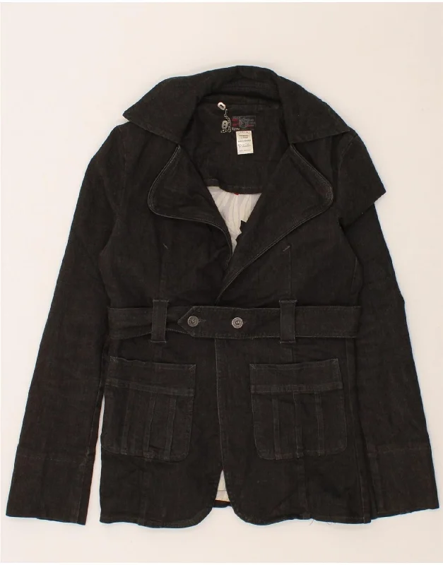DIESEL Womens Denim Jacket UK 12 Medium Black Cotton Print Jacket Jacquard Jacket Embroidered Jacket DIESEL Womens Denim Jacket UK 12 Medium Black Cotton Print Jacket Jacquard Jacket Embroidered Jacket