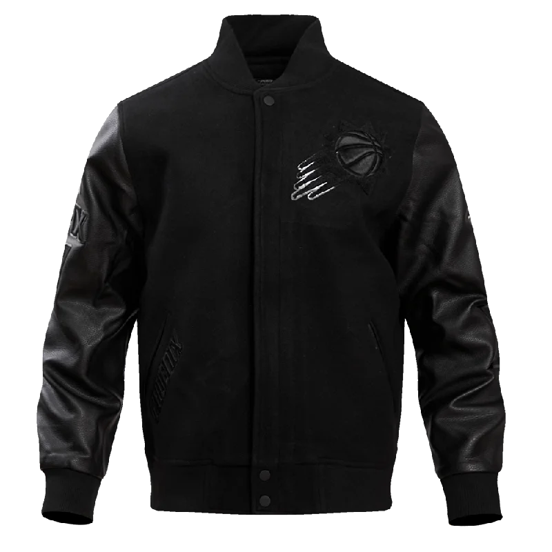 NBA PHOENIX SUNS TRIPLE BLACK MEN'S VARSITY JACKET (TRIPLE BLACK) Belted Jacket Elasticated Jacket Padded Jacket