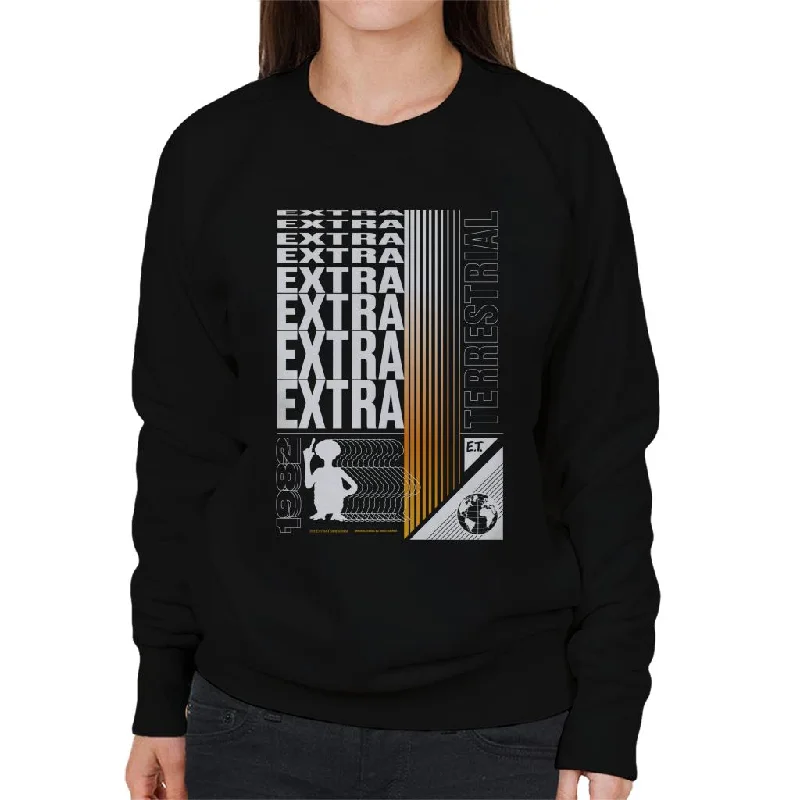 E.T. Extra Terrestrial Mirrored Text Women's Sweatshirt Hoodie with V-Neck Classic Versatile