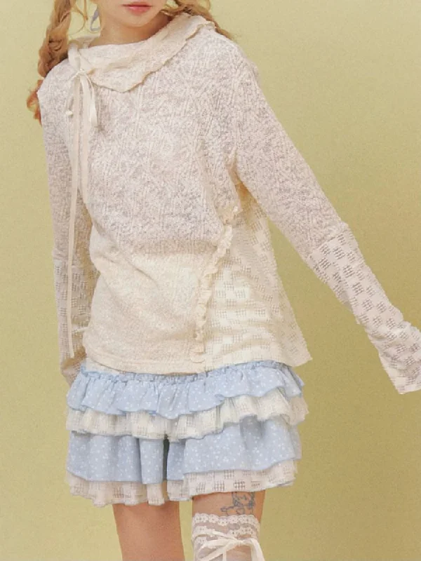 Inner Bottom Sweater Knit Top【s0000007724】 Chenille Brocade Lace