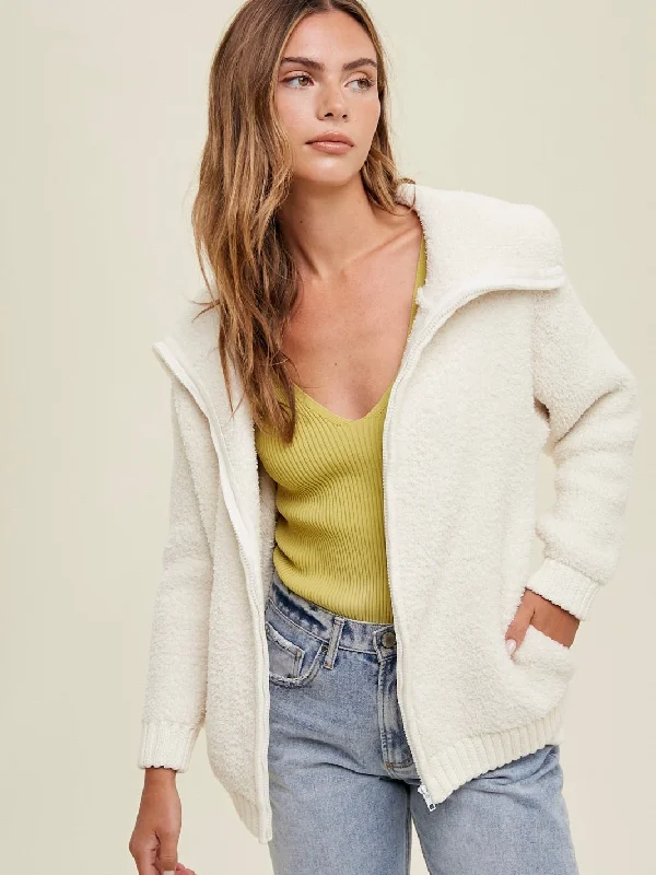 Ashlyn Sweater Jacket Zippered Buttoned Snapped