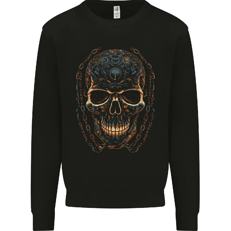 A Skull Made of Scrap Mens Sweatshirt Jumper Hoodie with Turtle Neck Cozy Winter