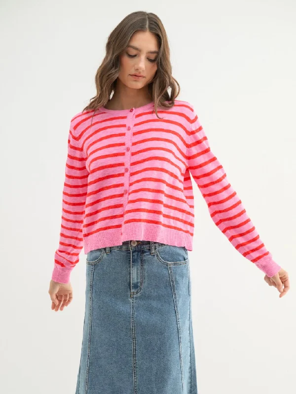 Striped Sweater Cardigan Layered Multi-layer Single Layer