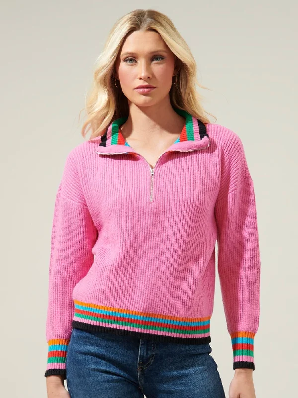 Mariott Rainbow Stripe Sweater Ribbed Striped Patterned