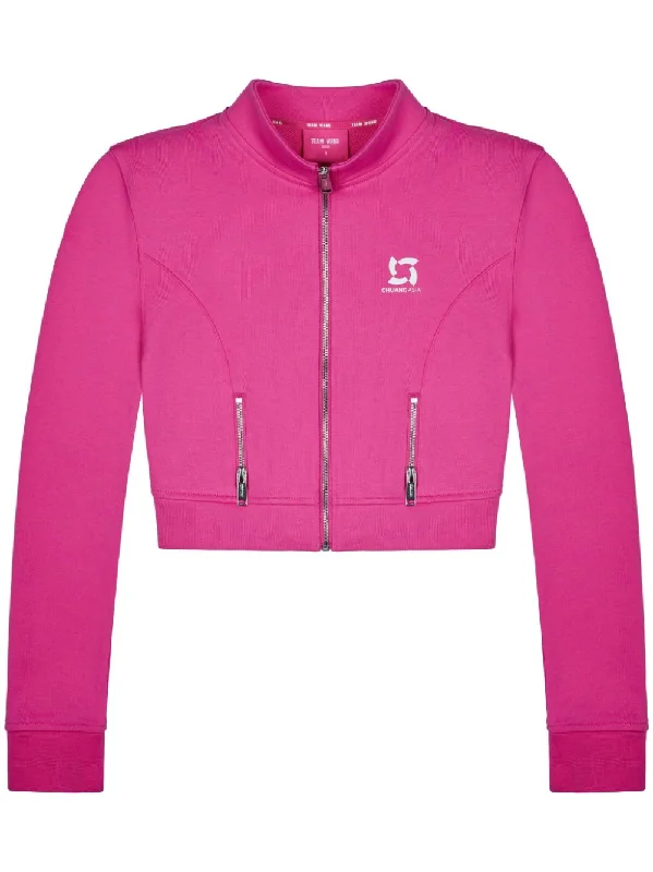TEAM WANG X CHUANG ASIA - Women Zip-up Cropped Casual Jacket One-Shoulder Jacket Off-the-Shoulder Jacket Asymmetrical Jacket TEAM WANG X CHUANG ASIA - Women Zip-up Cropped Casual Jacket One-Shoulder Jacket Off-the-Shoulder Jacket Asymmetrical Jacket