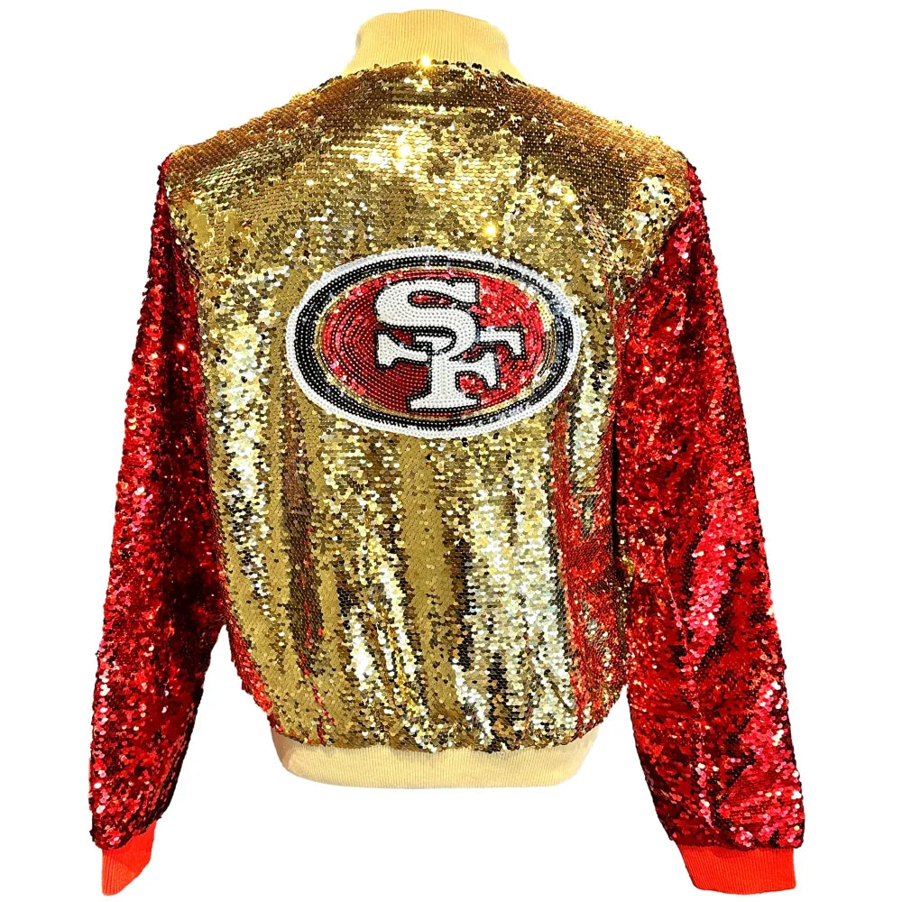 San Francisco 49ers Women's Cuce Full-Zip Sequin Jacket Faux Fur Jacket Real Fur Jacket Shearling Jacket San Francisco 49ers Women's Cuce Full-Zip Sequin Jacket Faux Fur Jacket Real Fur Jacket Shearling Jacket