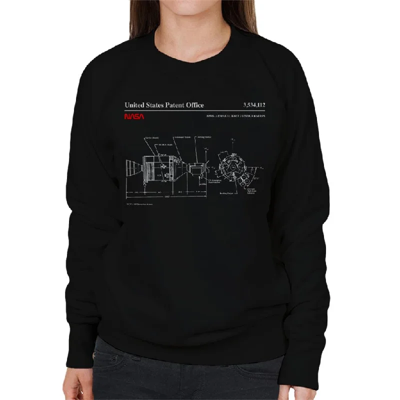 NASA Apollo Spacecraft Blueprint Women's Sweatshirt Hoodie with Hem Detail Decorative Unique