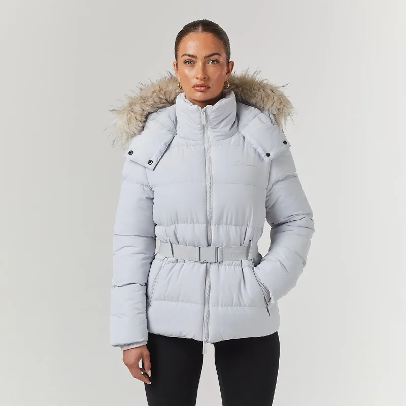 Belted Ski Jacket | Ice Grey Rayon Jacket Velvet Jacket Corduroy Jacket